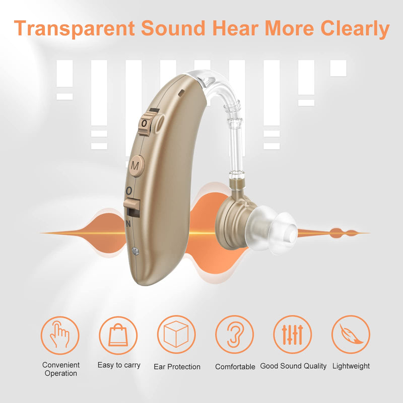 [Australia] - Hearing Aids for Seniors, Rechargeable with Noise Cancelling, Nano Hearing Aids,Digital Hearing Amplifier for Hearing Loss, Invisible Hearing Aid,Ear Sound Amplifier,Hearing Devices Assist Brown 