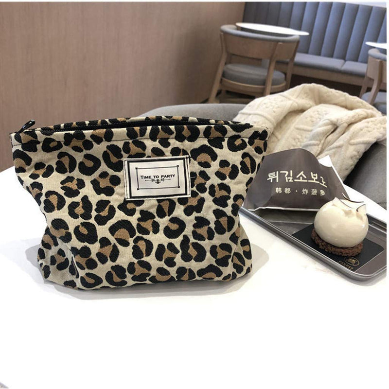 [Australia] - LYDZTION Leopard Print Makeup Bag Cosmetic Bag for Women,Large Capacity Canvas Makeup Bags Travel Toiletry Bag Accessories Organizer,Yellow Yellow 