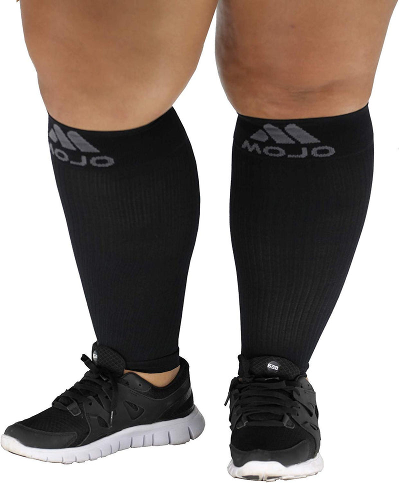 [Australia] - 2XL Mojo Compression Sleeves for Extra Wide Calves - Women and Men - 20-30mHg Black XXL XX-Large 