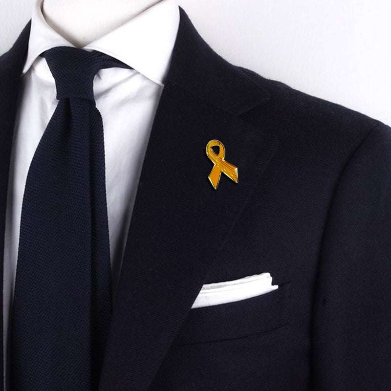 [Australia] - Lot of 20 - Yellow Awareness Ribbon Lapel Pins - Enamel On Gold Tone Metal. 