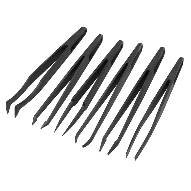 [Australia] - 16PCS Precision Tweezers Set Straight and Curved Tip Tweezers Nippers for Eyelash Extensions and Nail Art Sticker Rhinestone Eyelash Picker Craft Nail Rhinestone Studs Bead Picker Tweezers (black) Black 