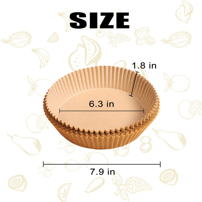 [Australia] - Air Fryer Disposable Paper Liner - 6.3inch Round Non-Stick Parchment Paper Liners, Oil-proof, Water-proof Cooking Baking Roasting Filter Paper for Air Fryers Basket, Microwave Oven, Frying Pan Natural 6.3 IN-50PCS 