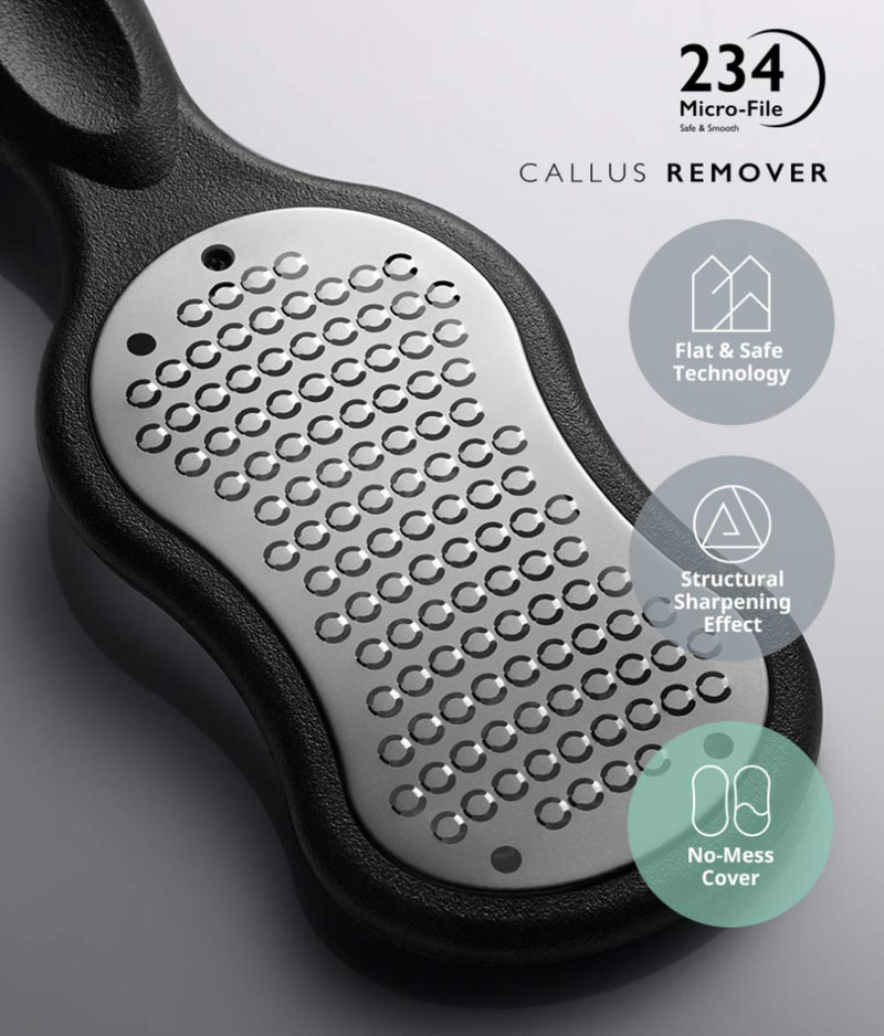 [Australia] - Steinder Foot File, Feet Scrubber for Hard Skin, Heel Scraper Dry Skin, Rough Skin Remover for Feet, Foot Pedicture Kit, Foot Rasp - Black 