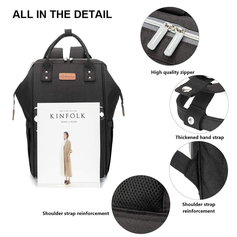 [Australia] - Nappy Bag Large Capacity Multi-Function Diaper Bag Waterproof Travel Backpack Nappy Tote Bags for Baby Care Stylish and Durable with 3 Insulated Pockets Changing Mat Stroller Strap Ld 29 Black 