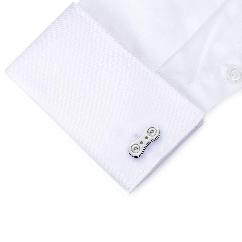 [Australia] - HONEY BEAR Cufflinks for Men Silver Bicycle Bike Chain for Wedding Business Gift 