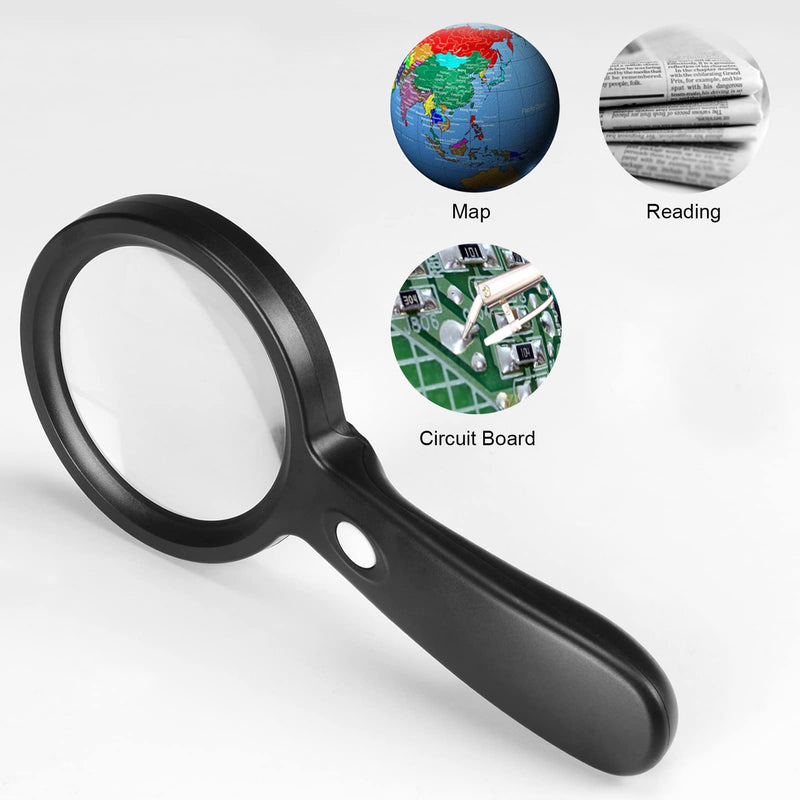 [Australia] - Magnifying Glass with Light, 10X Handheld Large Magnifying Glass 12 LED Illuminated Lighted Magnifier for Macular Degeneration, Seniors Reading, Soldering, Inspection, Coins, Jewelry, Exploring 