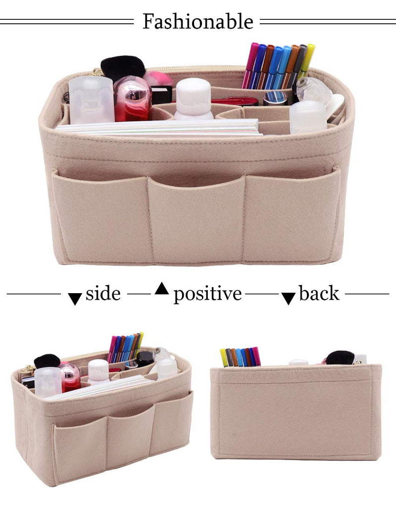 [Australia] - LEXSION Felt Purse Insert Bag Organizer Bag In Bag For Handbag Purse Organizer Fits Speedy Neverfull Medium Beige 