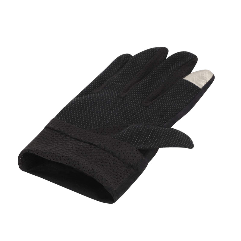 [Australia] - Ladies Summer UV Protection Driving Gloves Soft Cotton Gloves Breathable Thin Full Finger Gloves Style 1-black 