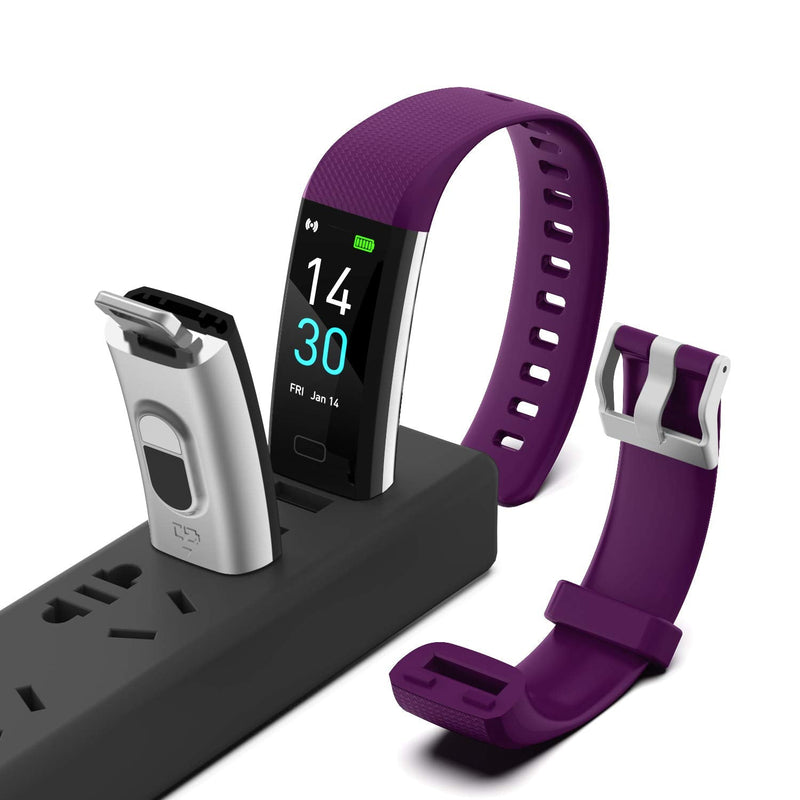 [Australia] - ENGERWALL Fitness Tracker with Step Counter /Calories /Stopwatch, Activity Tracker with Heart Rate Monitor, IP68, Health Tracker with Sleep Tracker, Smartwatch, Pedometer Watch for Women Men Kids Purple 