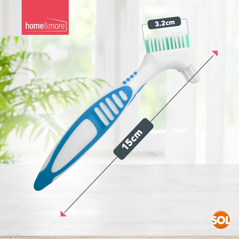 [Australia] - 2pk Denture Toothbrush | Denture Brush with Soft Bristles, Easy Grip Handle & Dual Angled Brush Heads for Cleaning Dentures | Retainer Brush for Cleaning Retainers 