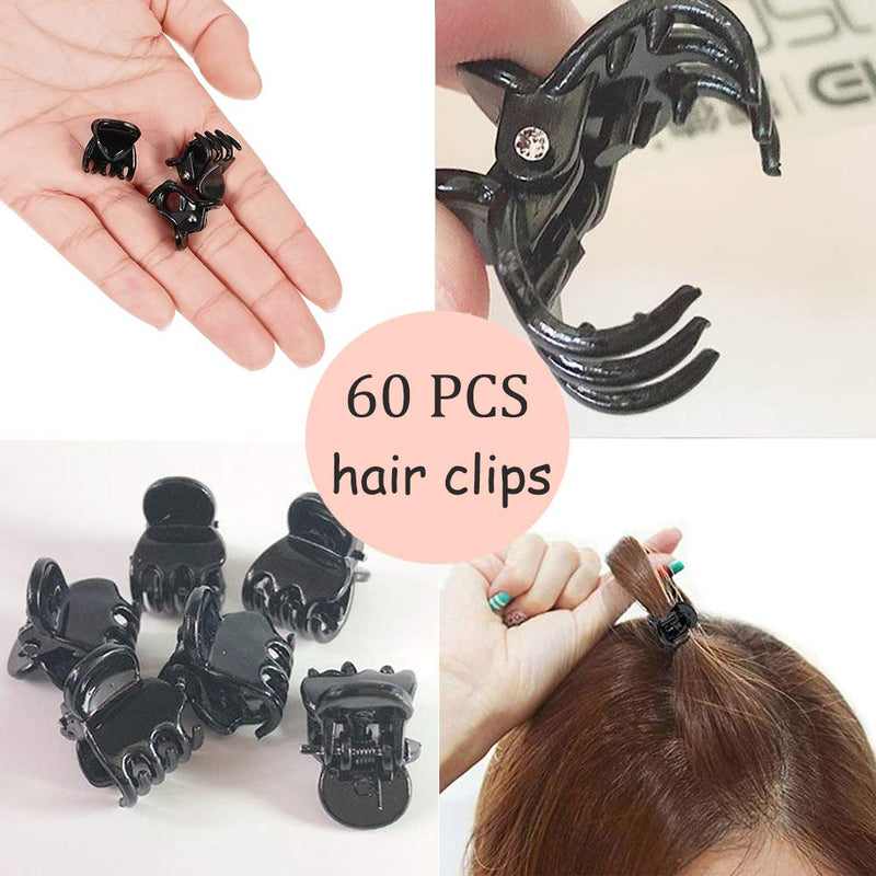 [Australia] - VEGCOO 60 Pcs Mini Hair Clips, Plastic Hair Claw Clips Pins Clamps for Girls and Women, Black Claws 