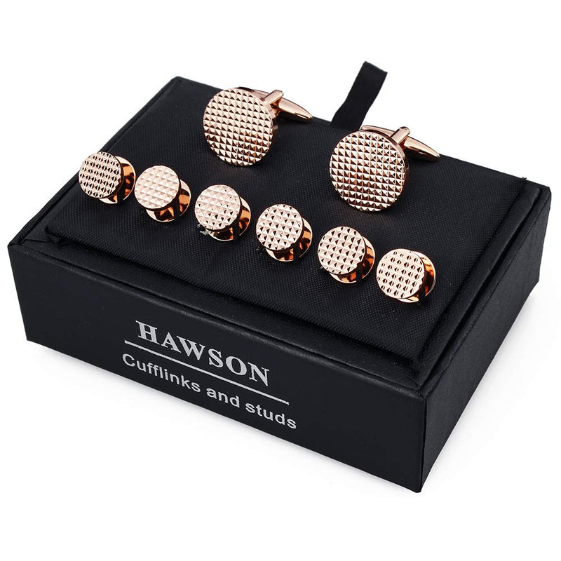 [Australia] - HAWSON Metal Cufflinks and 6 Studs Set for Men Tuxedo Shirt - Business Wedding Accessories Rose Gold 