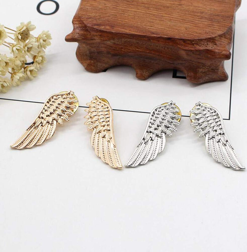 [Australia] - Angel Wings Brooch Pins for Men Shirt Studs Men's Accessories Angel Pins for Women Silver 