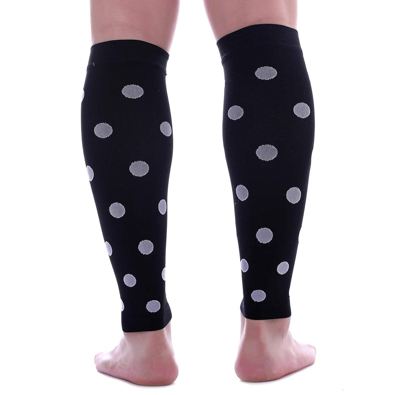 [Australia] - Doc Miller Calf Compression Sleeve Men Women, 20-30mmHg Medical Grade Leg Compression Sleeve for Shin Splints, Varicose Vein & Calf Muscles Recovery, 1 Pair Medium Black White Polka Dots Black/White 