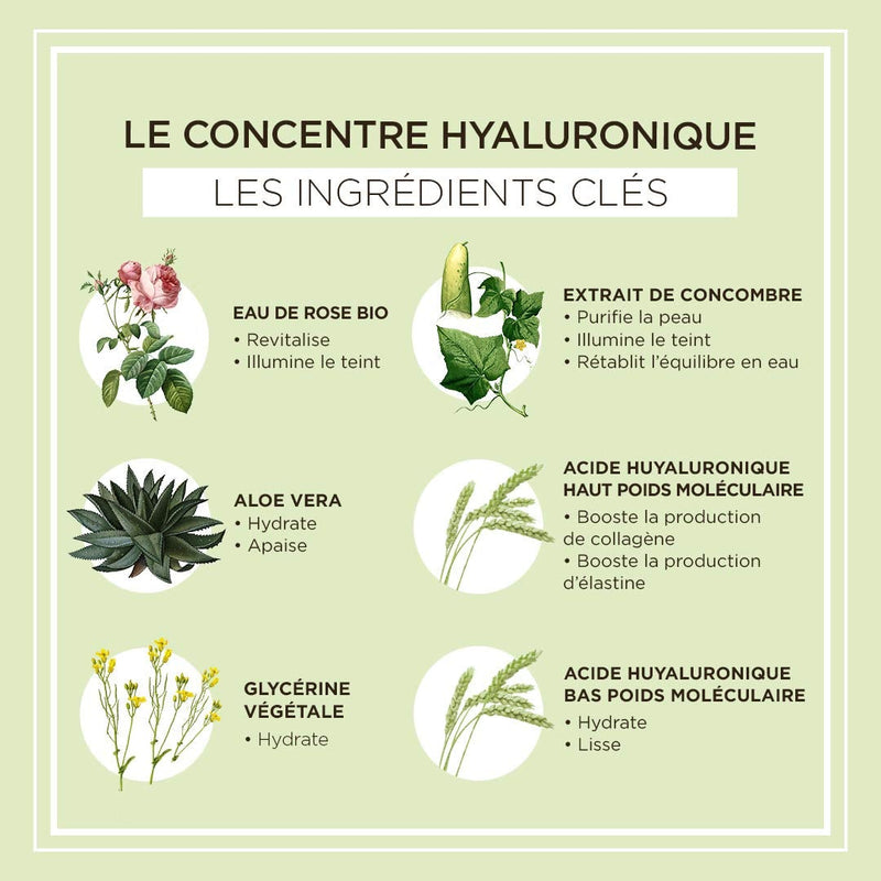 [Australia] - Hyaluronic Acid Concentrate - BIO Organic Huygens - Serum awakens the skin - Anti-imperfections with hyaluronic Acid - Tightens pores, Hydrates, Protects the skin, Youth - Made In France - 30 ml 