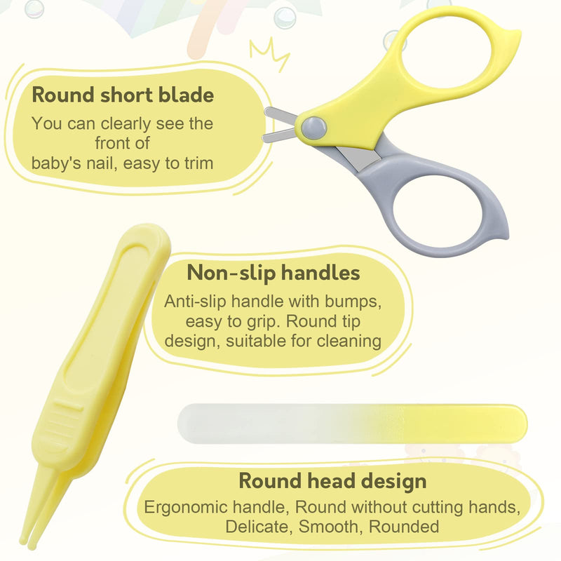 [Australia] - Baby Nail Clipper Kit, 4-in-1 Baby Nail Care Set with Cute Case, Baby Nail Clippers Scissor, Nail File & Tweezer for Newborn Infant Toddler Kids Toes and Fingernails (Yellow) Yellow 