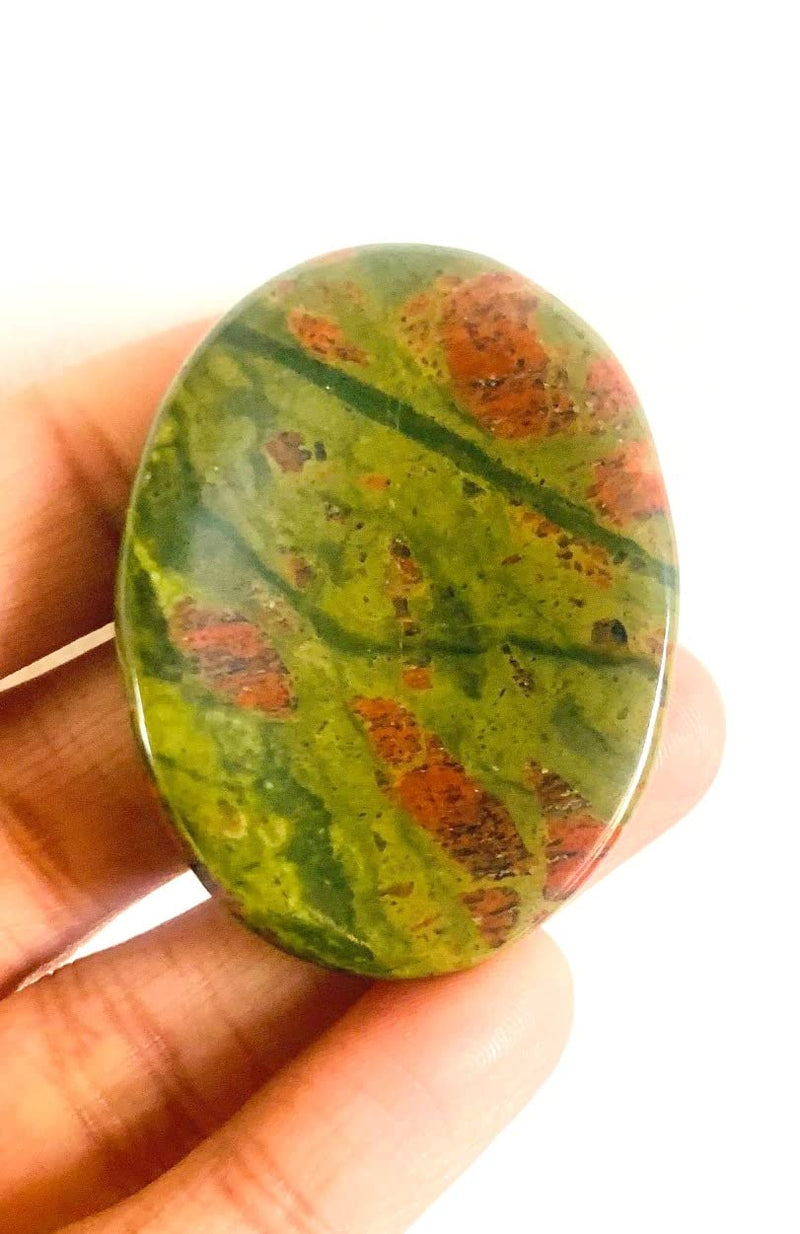 [Australia] - crystalmiracle Unakite Oval Thumb Worry Stone Crystal Healing Gemstone Handcrafted Wellness Energy Reiki Gift Power 