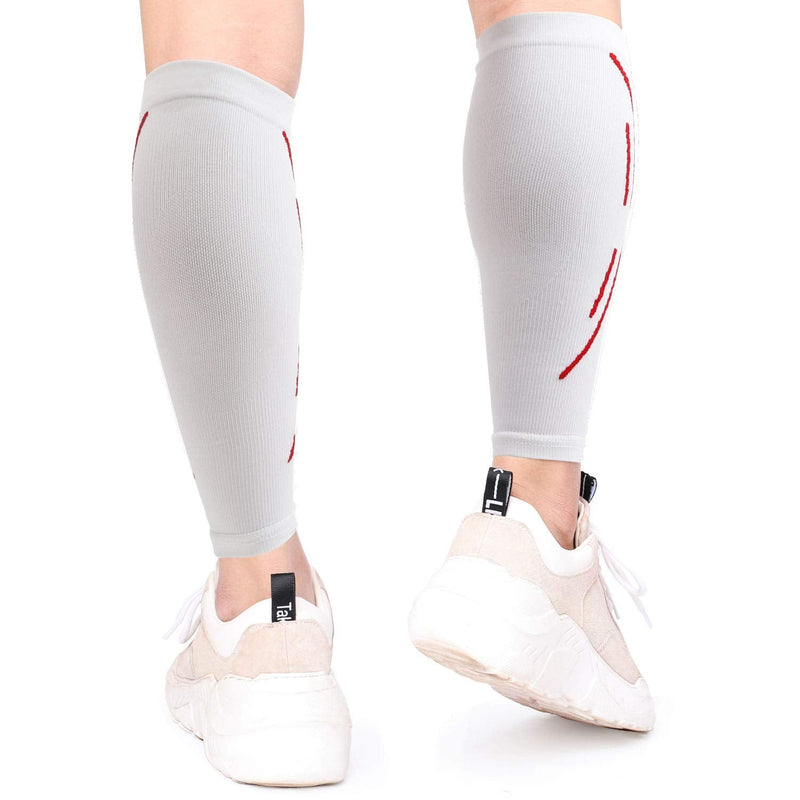 [Australia] - Calf Compression Sleeves, 2 Pairs for Men & Women, TOFLY Premium Quality Footless Leg Compression Socks Support for Sports, Running, Cycling, Travel, Calf Pain Relief, Swelling, Shin Splint, White S Small (Pack of 2) 1 Pair White+1 Pair White 