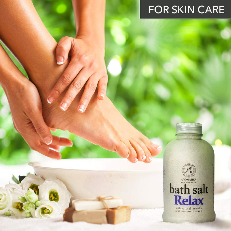 [Australia] - Relaxing Bath Salts w/Lavender & Sage Essential Oils 600g - Natural Bath Sea Salts - Bath Salt Relax - Best for Bath- Good Sleep - Relaxing - Body Care - Beauty - Aromatherapy 