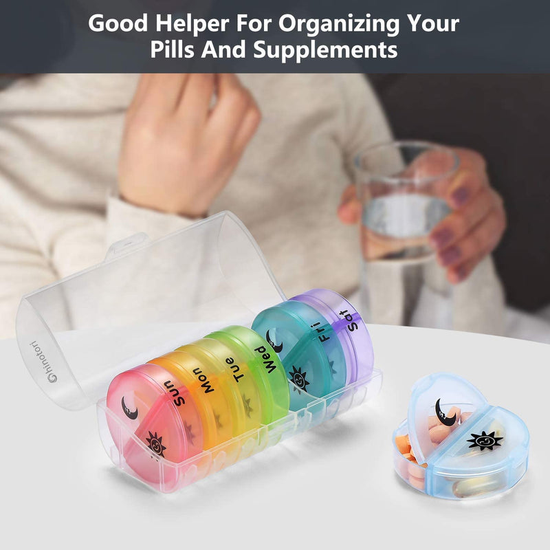 [Australia] - 7 Day Pill Box Organiser,Rainbow Pill Boxes 7 Day 2 Times a Day am and pm,Weekly Pill Box with Moisture-Proof Design for Purse and Pockets(Transparent) Transparent 