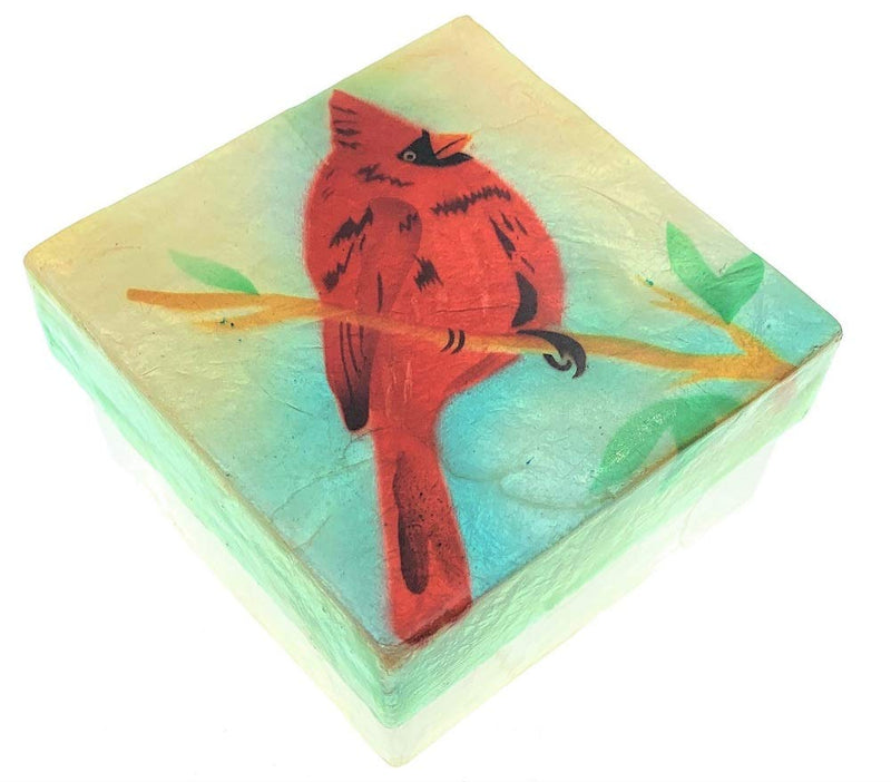 [Australia] - Kubla Craft Cardinal Capiz Shell Keepsake Box, 3 Inches Square 