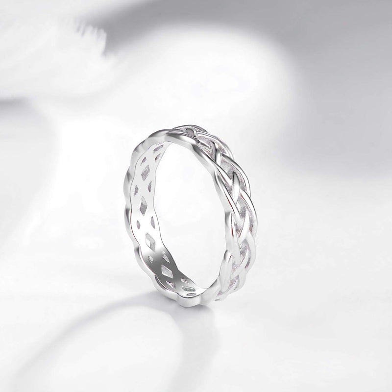 [Australia] - SOMEN TUNGSTEN 925 Sterling Silver Ring 4mm Eternity Celtic Knot Wedding Band for Women Size 3-13 