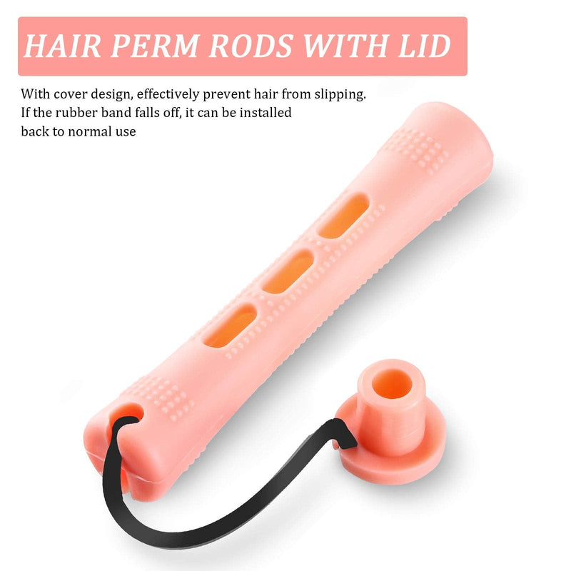 [Australia] - 100 Pieces Hair Perm Rods Non-Slip Hair Rollers Plastic Cold Wave Perming Rods with Elastic Rubber Band Short Curlers Rod for Hairdressing Styling (Multi-color,Multi-size) 100 Count (Pack of 1) Multi-color 