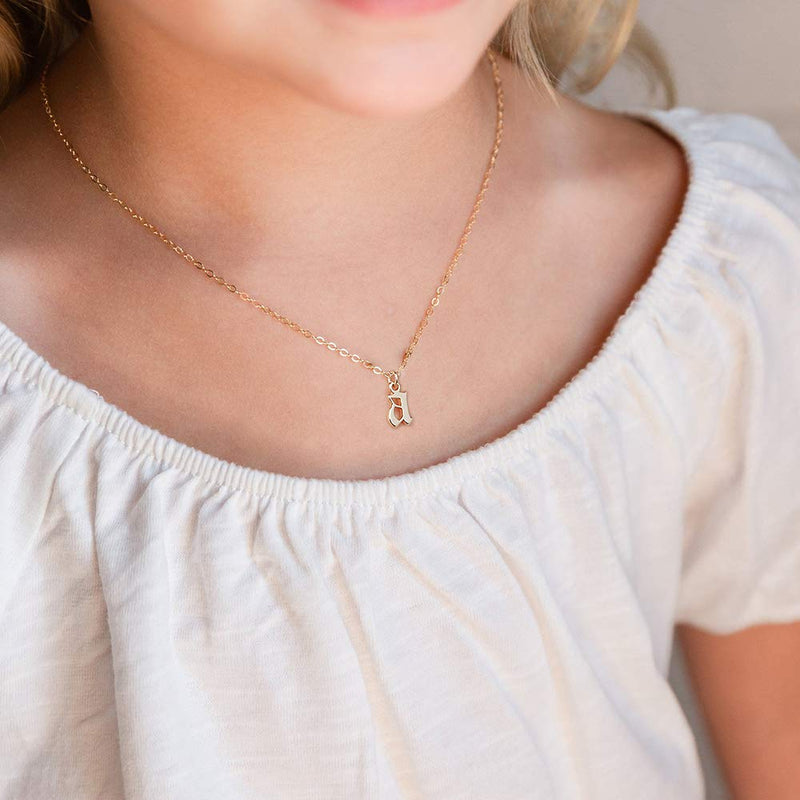 [Australia] - Ursteel Old English Initial Necklace, 14K Gold Plated Letter Pendant Dainty Adjustable Tiny Initial Necklaces for Women Teen Girls S 
