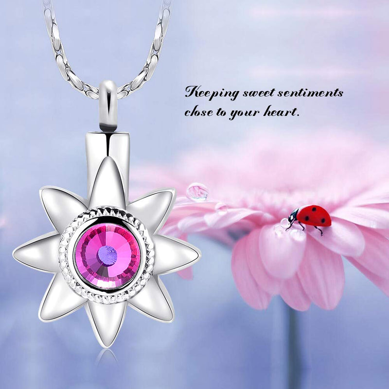 [Australia] - Cremation Jewelry for Ashes with Flower Urn Necklace Stainless Steel Keepsake Memorial Jewelry for Ashes Silver 