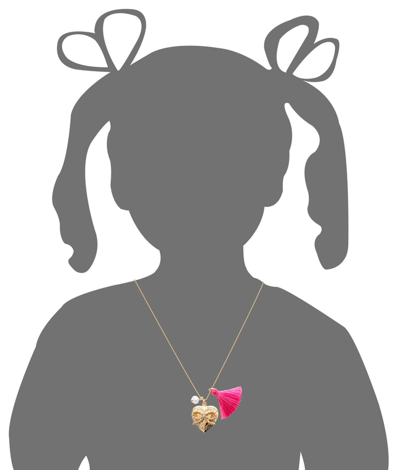 [Australia] - Unicorn Necklace for Girls, Heart Locket Necklace, Dinosaur Necklace - Birthday Gifts for Girls and Kids Heart Locket & Hot Pink 