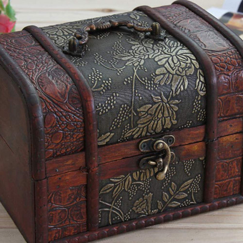 [Australia] - Hofumix Jewelry Boxes Wooden Treasure Box Vintage Treasure Chest Handmade Box Rings Case with Metal Lock for Storing Jewelry Treasure Pearl Cosmetics 3PCS(S,M,L) 