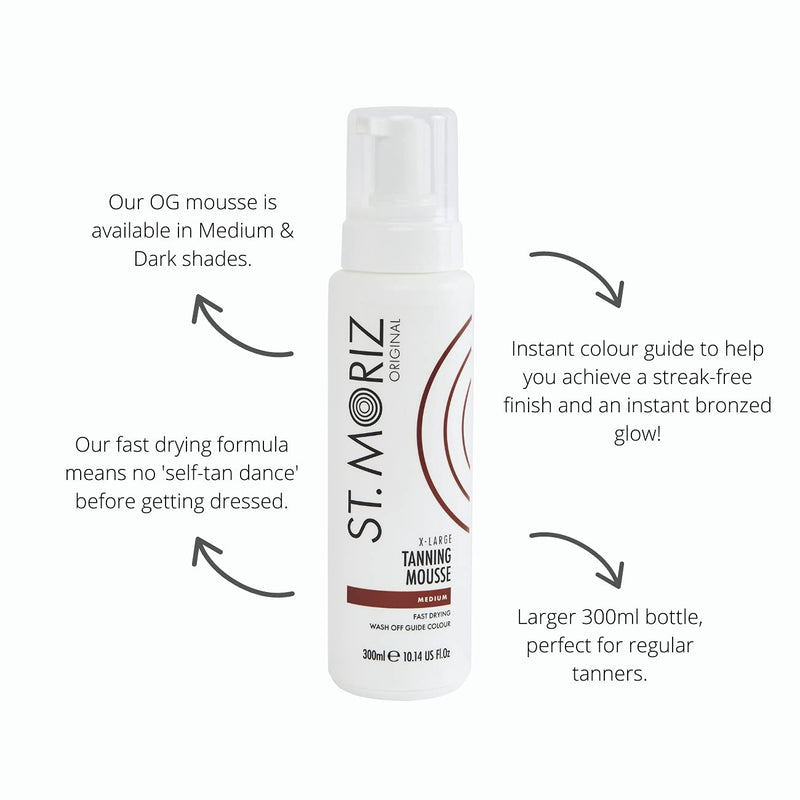 [Australia] - St Moriz Original Extra Large Instant Tanning Mousse, Fast Drying Vegan Fake Tan, Medium (300ml) 
