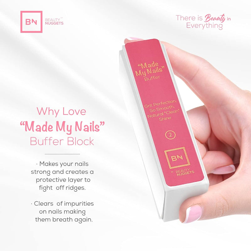 [Australia] - Beauty Nuggets Made My Nails Buffer, Ultimate Shine 3 Way Nail Buffing Block with Professional Nail File 120/180 Grit-Perfect All in One Manicure Tool for Smooth, Shiny, Twinkling Nails Nail Buffer + Nail file 