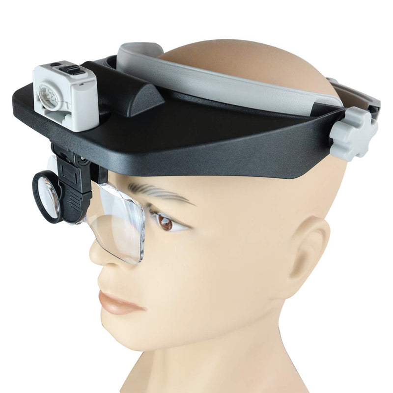 [Australia] - Beileshi Head Mounted Magnifier,1x-6x,8X Head Magnifying Glass with LED Light with Cold and Warm Light Source, Professional Jeweler's Loupe Light 