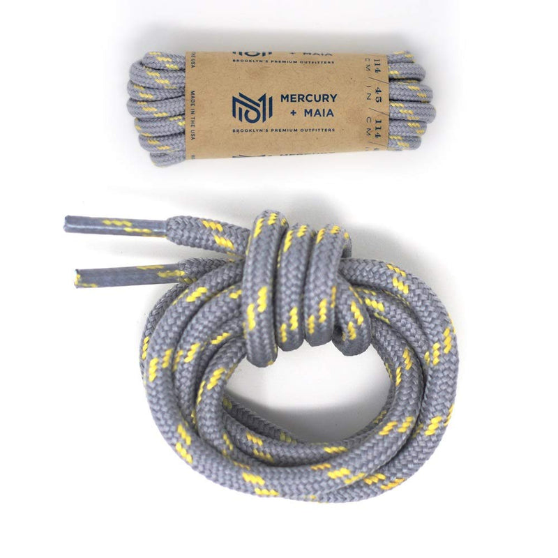 [Australia] - Honey Badger Work Boot Laces Heavy Duty W/Kevlar - USA Made Round Shoelaces for Boots 45 inches (2 pairs) Gray and Natural 