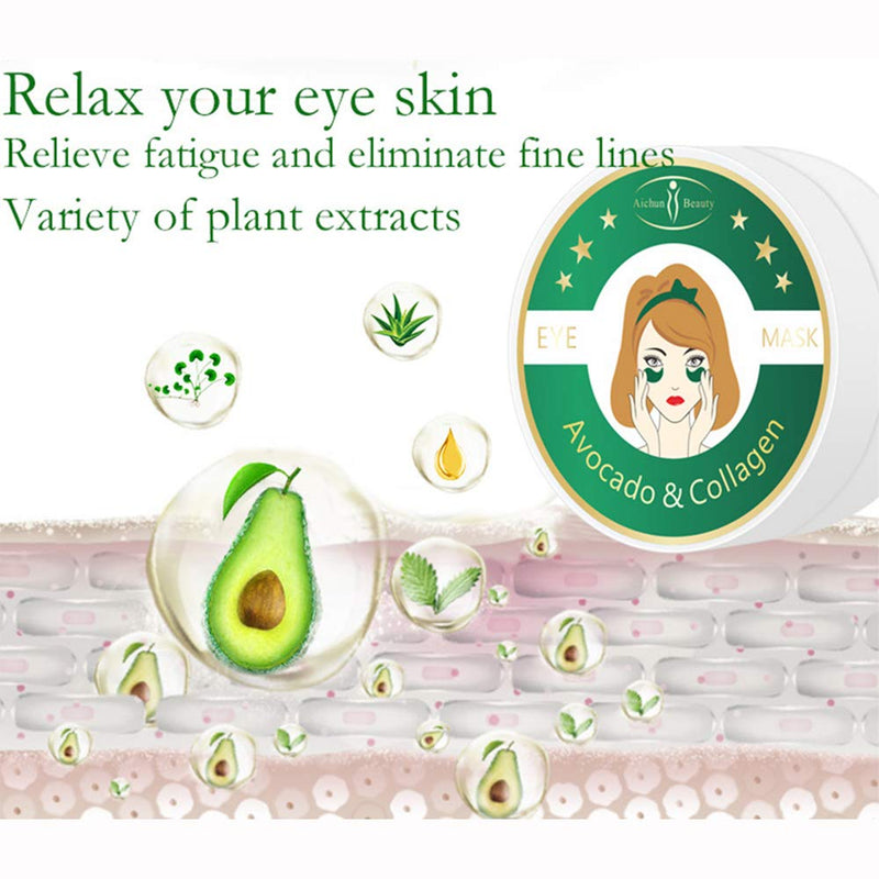 [Australia] - AICHUN BEAUTY 30 Pair Collagen Eye Mask Patch Hydro Gel Pad Anti-Wrinkle Dark Circles Bags Soft Smooth Skin Care Hydration Moisturizing (AVOCADO) Avocado 