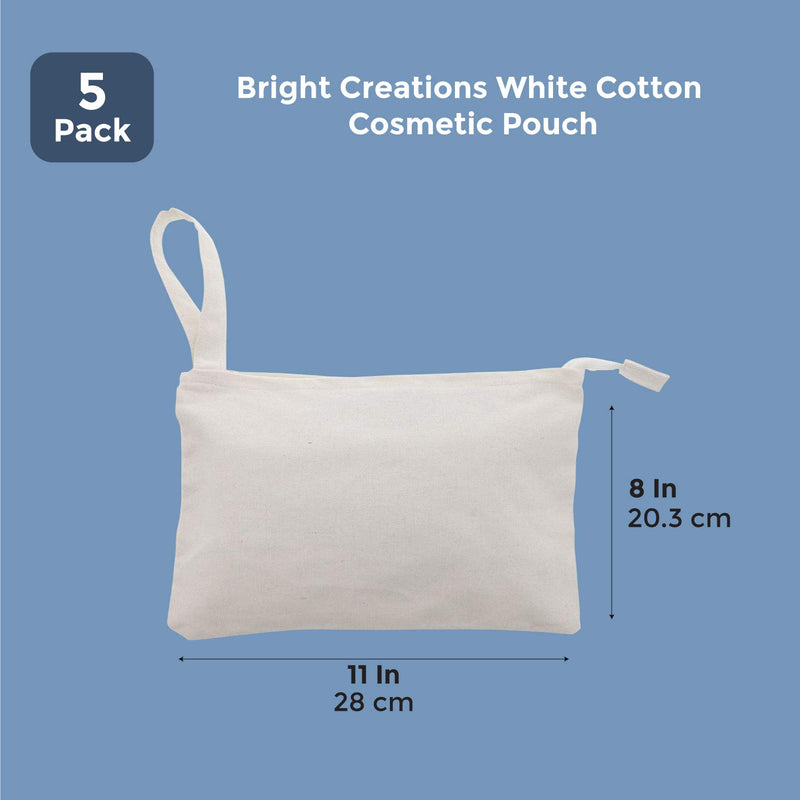 [Australia] - DIY White Cotton Cosmetic Makeup Zipper Pouch (8 x 11 in., 5 Pack) 