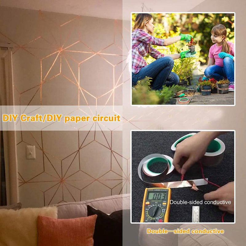 [Australia] - 4 Pack Copper Foil Tape,Copper Tape Double-Sided Conductive Adhesive for EMI Shielding,Paper Circuits,Electrical Repairs,Grounding(1/8"x21.9yards) 