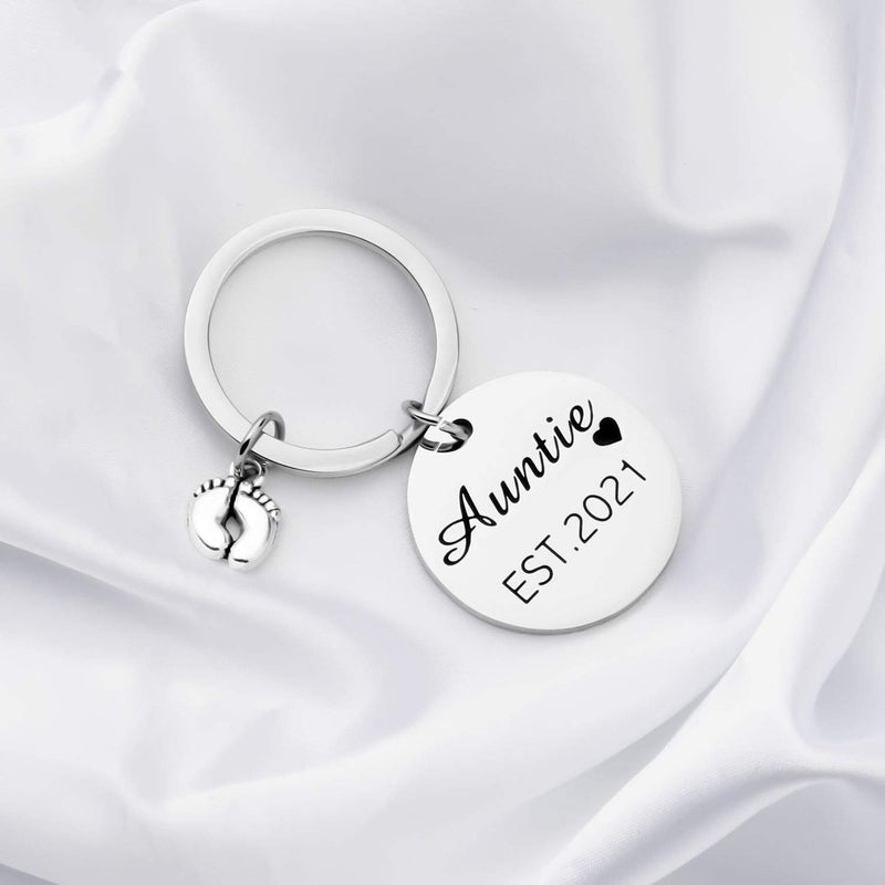 [Australia] - BNQL New Auntie Gifts Keychain Auntie EST.2021 Keychain Auntie Jewelry Gifts for New Auntie First Time Auntie Gifts 