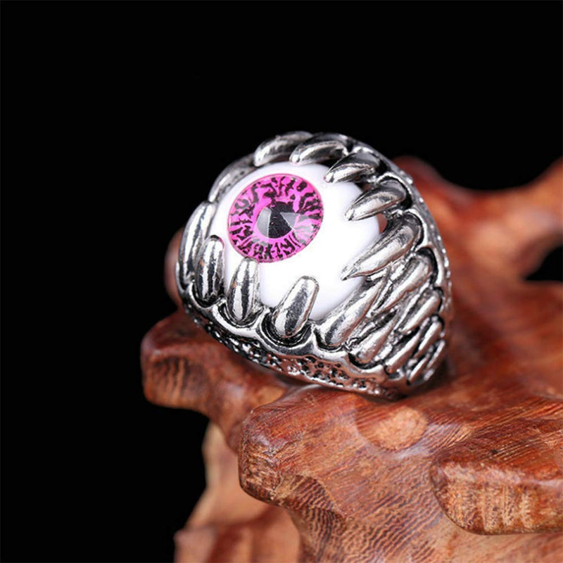 [Australia] - HSQYJ Evil Devil Eye Gothic Dragon Claw Ring Vintage Hell Demon Gem Stone Biker Punk Ring Aniversary Religious Good Luck Protection Jewelry Gift Red 8 