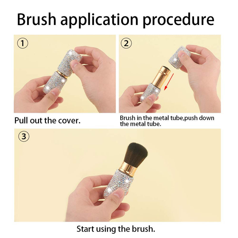 [Australia] - XhuangTech Bling Make Up Brush Crystal Makeup Travel Brushes Blusher Rhinestone Cover Foundation Highlight Blush Cosmetic Tools (White) White 