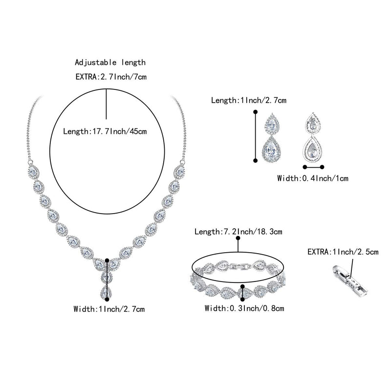 [Australia] - BriLove Women's Wedding Bridal Teardrop CZ Infinity Figure 8 Y-Necklace Tennis Bracelet Dangle Earrings Set Clear 