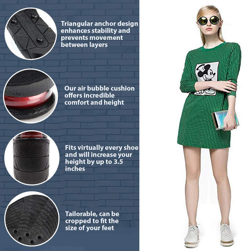 [Australia] - Height Increase Insole, 4-Layer Orthotic Heel Shoe Lift kit with Air Cushion Elevator Shoe Insole Lifts Kits Inserts for Men & Women Taller Insoles 1.2" to 3.5” Variable Height 