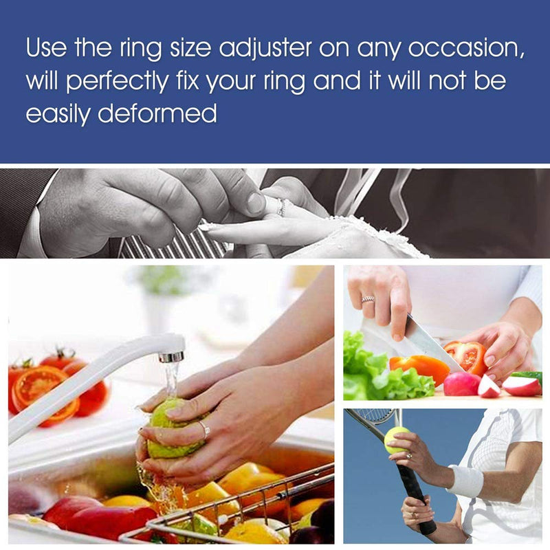 [Australia] - NNIOV Ring Size Adjuster for Loose Rings, General 4Pcs Coil Design, Clear Invisible Ring Reducer Guards, Hold Ring in Place，Fit Women Men Ring, Gift with Silver Polishing Cloth, Comfortable Reusable 