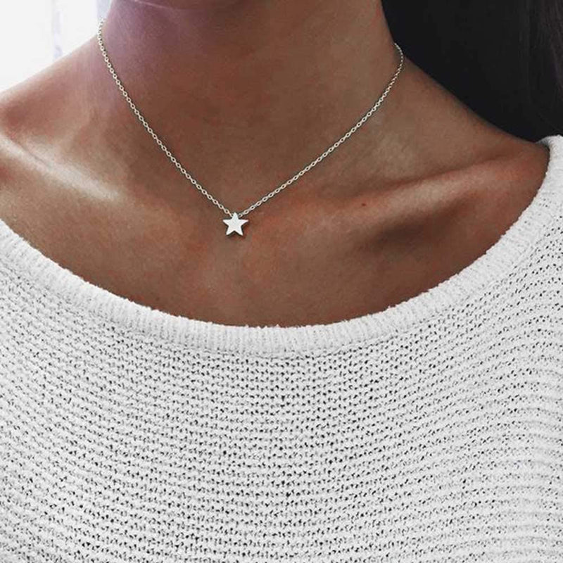 [Australia] - Jovono Layered Heart Pendant Necklace Silver Beaded Necklace Chain for Women and Girls SET10 