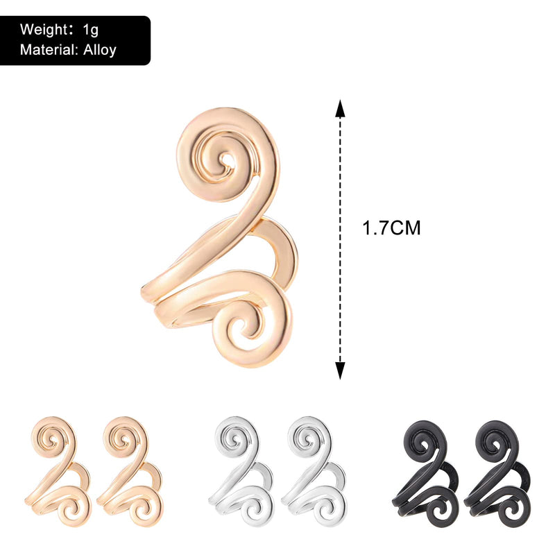 [Australia] - 3 Pairs Acupressure Earrings, Unisex Non-Pierced Acupressure Earrings, Fashionable Gifts for Women, Girl, Men Black, Gold, Silver 