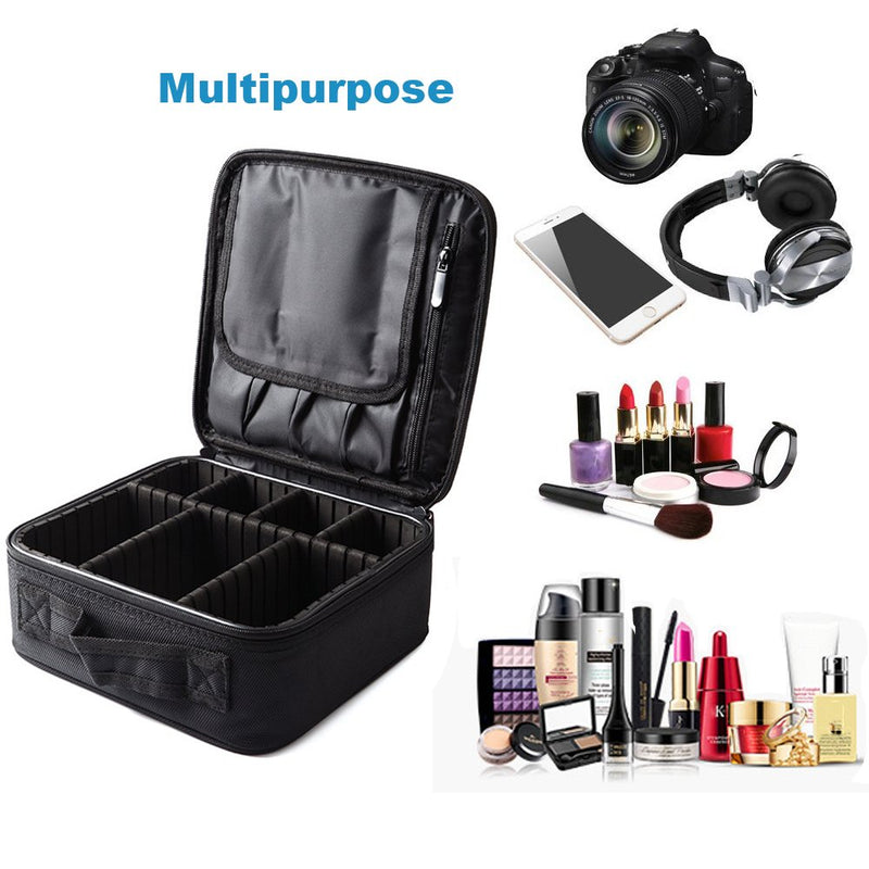 [Australia] - Travel Makeup Case Professional Travel Makeup Train Case 10'' Makeup Cosmetic Case Organizer Adjustable Dividers Travel Makeup Bag for Nail Tool,Makeup Brush,Toiletry,Jewelry and Digital Accessories Black-S 