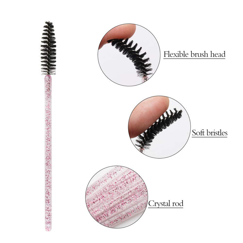 [Australia] - 300 Pack Mascara Wands Disposable Eye Lash Brushes for Eyelash Extensions Tool Makeup Applicator Kit, Crystal Rose/Black Crystal Rose-Black 