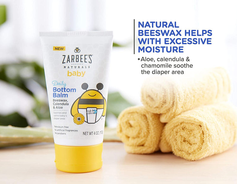 [Australia] - Zarbee's Naturals Baby Daily Bottom Balm with Beeswax, Calendula & Aloe, 4 Ounce Baby Rash Treatment 