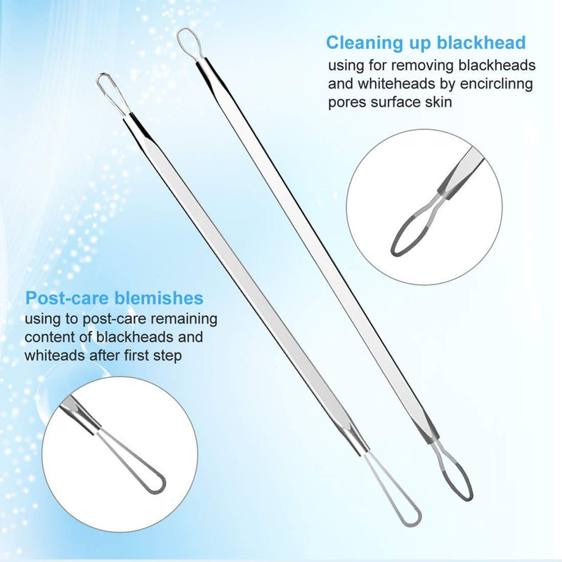 [Australia] - 5-in-1 Blackhead Remover Popper Tool Kit with Metal Case, Anti-Allergic Surgical Stainless Steel Needle Comedone Pimple Acne Extractor Whitehead Zit Popping Removal Tool Treatment for Nose Face Skin 